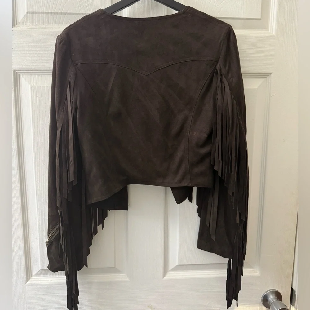 Vintage Boho Brown Fringe Women's Jacket - Picture 2 of 4